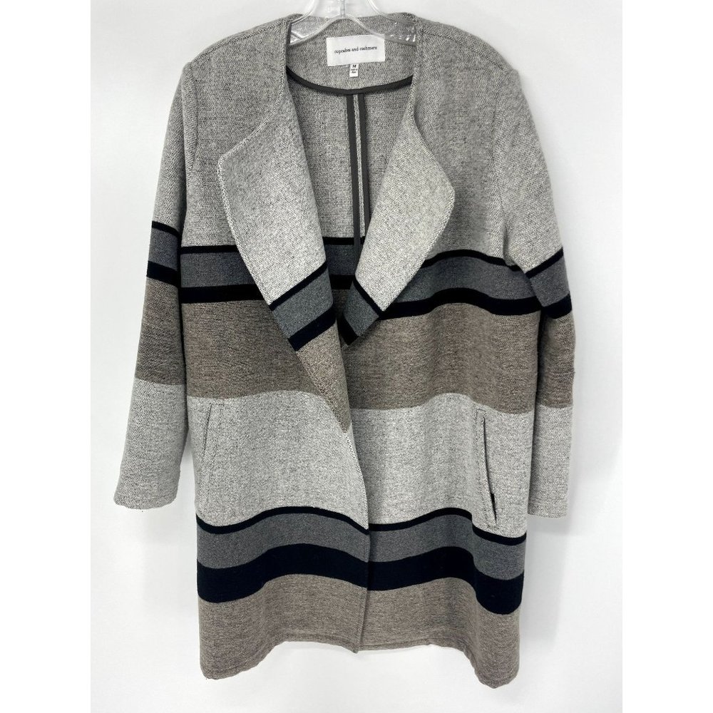 Cupcakes and Cashmere Open Striped Color block Jacket Size M